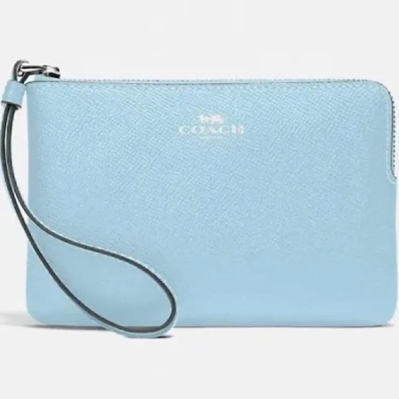 Coach Corner Zip Wristlet Waterfall Blue - Picture 1 of 6